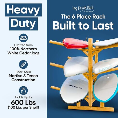 6-Place/Canoe Racks, Freestanding Paddle Board Storages, Surfboard Stand, Canoe Paddles or SUP Storage Racks, Paddle Board Rack for Outdoor Storage - Natural + 15" Anchor Kit in Kuwait