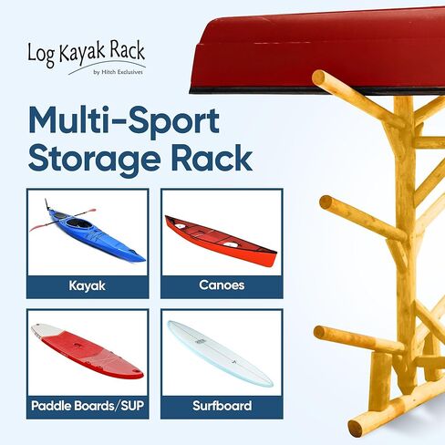 6-Place/Canoe Racks, Freestanding Paddle Board Storages, Surfboard Stand, Canoe Paddles or SUP Storage Racks, Paddle Board Rack for Outdoor Storage - Natural + 15" Anchor Kit in Kuwait