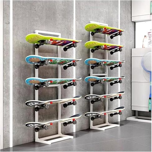 Multi-Layer Skateboard Rack - Floor Stand Organizer for Longboards and Skateboards - Space-Saving Storage Solution for Decks and Accessories in Saudi Arabia