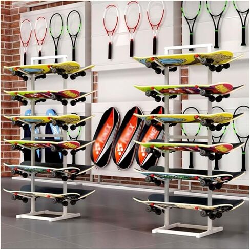 Multi-Layer Skateboard Rack - Floor Stand Organizer for Longboards and Skateboards - Space-Saving Storage Solution for Decks and Accessories in Saudi Arabia