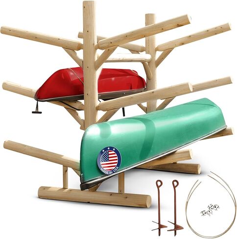 6-Place/Canoe Racks, Freestanding Paddle Board Storages, Surfboard Stand, Canoe Paddles or SUP Storage Racks, Paddle Board Rack for Outdoor Storage - Unfinished + 15" Anchor Kit in Kuwait