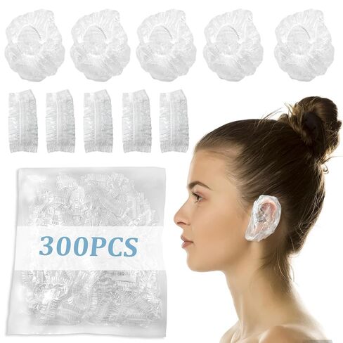 300 PCS Disposable Clear Hair Color Ear Covers for Shower Protectors Waterproof Ear Covers for Hair Dye Bathing, Plastic Thickening Ear Shower Caps in Saudi Arabia