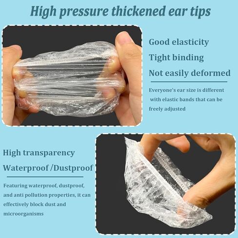 300 PCS Disposable Clear Hair Color Ear Covers for Shower Protectors Waterproof Ear Covers for Hair Dye Bathing, Plastic Thickening Ear Shower Caps in Saudi Arabia