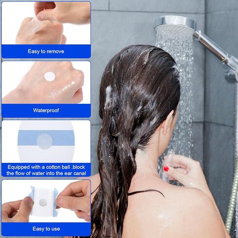60 PCS Ear Covers, Large Size Upgarde Silicon-Gel Material Ear Covers with Cotton Ball Waterproof Ears Protection Disposable Ears Plugs for Adults and Babies Shower Bath Hair Washing Swimming in Saudi Arabia