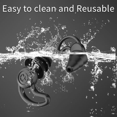 سدادات أذن للسباحة، 3 أزواج سدادات أذن للسباحة من السيليكون مقاومة للماء وقابلة لإعادة الاستخدام مع صندوق تخزين للسباحة وركوب الأمواج وحمام السباحة، الشاطئ (زوجان من الأسود، زوج واحد من الأبيض) in Kuwait