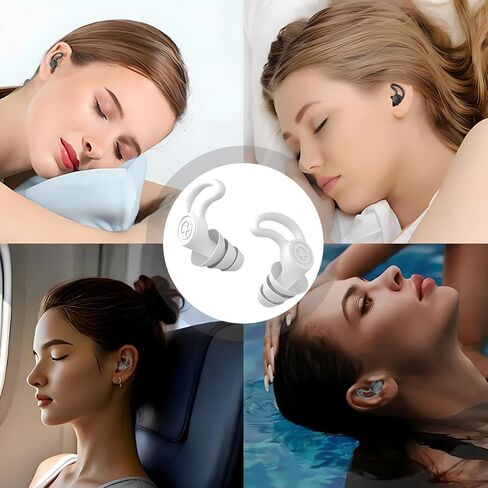 سدادات أذن للسباحة، 3 أزواج سدادات أذن للسباحة من السيليكون مقاومة للماء وقابلة لإعادة الاستخدام مع صندوق تخزين للسباحة وركوب الأمواج وحمام السباحة، الشاطئ (زوجان من الأسود، زوج واحد من الأبيض) in Kuwait