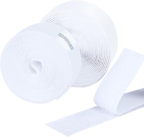 Heavy Duty Hook and Loop Strips, 1" x 9.84FT, White Self-Adhesive Nylon Tape, No Residue, Heat Resistant & Waterproof, for Home Organization, Car, Outdoor Use in Kuwait