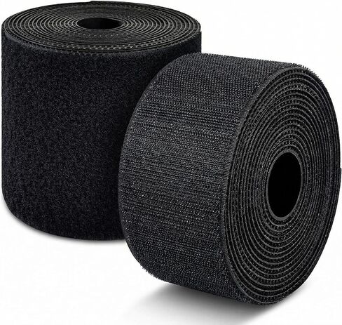 Sew on Hook and Loop Non Adhesive Strips Hook and Loop Tape Roll for Fabric Nylon Heavy Duty Fastener for Sewing, Clothing, Leather, DIY Crafts, Outdoor Gear (Black, 2inX10ft) in Kuwait