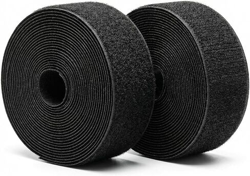 Sew on Hook and Loop Non Adhesive Strips Hook and Loop Tape Roll for Fabric Nylon Heavy Duty Fastener for Sewing, Clothing, Leather, DIY Crafts, Outdoor Gear (Black, 2inX10ft) in Saudi Arabia