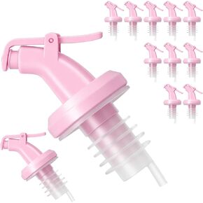 12 عبوة من سكب المشروبات الكحولية ذات فوهة وردية لفم الزجاجة مقاس 19-20 مم، فوهات صب النبيذ البلاستيكية الوردية، موزعات زيت قابلة لإعادة الاستخدام لشراب زيت الزيتون الكحولي لإكسسوارات البار المنزلي in Kuwait