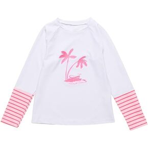 Snapper Rock Girls Palm Island Sustainable Rash Top, 14, White in Kuwait