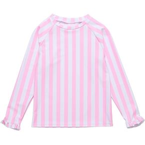 Snapper Rock Girls Stripe Rash Top, 10, Pink in Kuwait