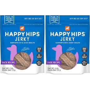 Happy Hips Duck Jerky، مكافآت للكلاب خالية من الحبوب مع الجلوكوزامين والكوندرويتين، صنع في الولايات المتحدة الأمريكية، 10 أونصة in Kuwait