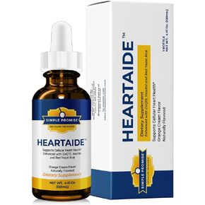 Simple Promise HeartAide - مكمل صحة القلب - أرز الخميرة الحمراء مع CoQ10 (200 مجم و100 مجم) والإينوزيتول - قطرات سائلة لدعم الكوليسترول ودعم القلب والأوعية الدموية - 4 أونصة سائلة، نكهة كريمة البرتقال in Kuwait