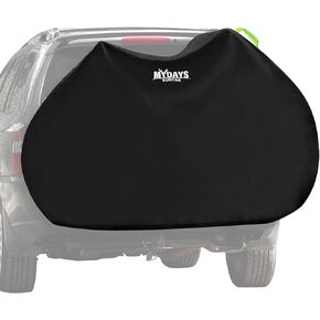 MYDAYS Bike Cover for 2 Bikes on Hitch Rack - Waterproof 600D Oxford Transport Cover for SUV, RV & Truck - Windproof Bicycle Carrier Cover with Buckles & Storage Bag - Travel Shield for E-Bikes & MTB in Kuwait