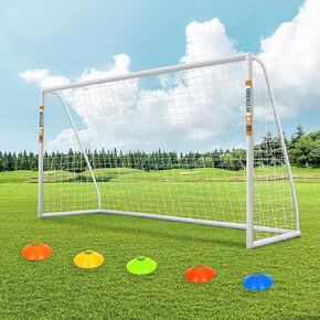 ORIENGEAR Soccer Goal, 12x6/10x6.5/8x6/6x4 Full Size Soccer Goals for Backyard, Soccer Net with Training Discs, Portable Soccer Goal for Kids and Adults with 1 Carry Bag, Porterias De Futbol in Kuwait