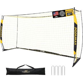PodiuMax Soccer Goal, 12X6FT Soccer Goals for Backyard Training, Upgraded Collapsible Metal Base, Portable Soccer Goal for Indoor Outdoor, Easy Set Up Soccer Net with 1 Carry Bag & 4 Ground Stakes in Kuwait