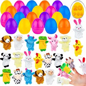 20Packs Colorful Easter Eggs Filled with Mini Animals Finger Puppets Set, Assorted Animals Plush Toys for Kids Easter Egg Hunt Easter Basket Stuffers Filler Classroom Prize in Kuwait