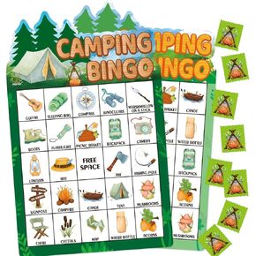 Fancy Land Camping Bingo Game for Kids 24 Players Die Cut Outdoor Adventure Game Summer Graduation Party Supply in Kuwait
