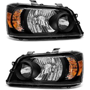 Headlight Assembly for Toyota Highlander 2004 2005 2006 2007 Headlight Black Housing Amber Reflector Headlamp Replacement Pair Left and Right in Kuwait