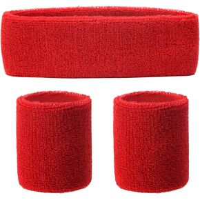 Solid Dark Red Color Sweat Band Headbands and Wrist Bands Set, Sweatbands for Men Women, Moisture Wicking Head Band, Football Wristbands,Sports Headband for Running Workout in Kuwait