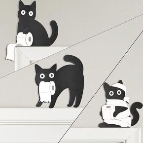 Dripykiaa Black Cat Cat Halloween Gall Decorations مجموعة من 3 قطط خشبية عصبية في فريد من نوع in Kuwait