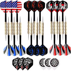 Yotsuba Steel Tip Darts, 18 Pack Professional Metal Dart Set with 24 Flights (8 Patterns), Darts for Dart Board in Kuwait