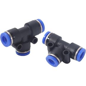 1 قطعة غطاء أزرق من البولي إيثيلين ثلاثي الاتجاه على شكل حرف T موصل أنابيب الهواء البلاستيك التوصيل السريع مقاوم للضغط السريع Pe-4/6/8/10/12/16(T-shapeteepe8) in Kuwait