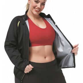 Sauna Jackets for Women Plus Size Long Sleeves Zipper Sauna Shirt Sweat Body Shaper for Workout Gym Exercise in Saudi Arabia