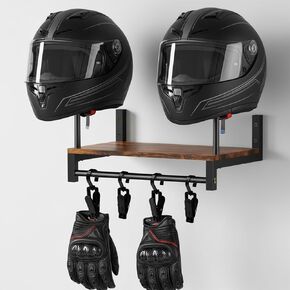 Helmet Rack Wall Mount, Motorcycle Helmets Holder with Wall Storage Hook, Wooden Motorcycle Helmet Display Stand, Retro Bike Helmets Storage Organizer, Motorcycle Accessories for Men in Saudi Arabia