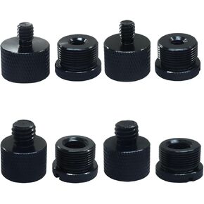 8 pcs Mic Stand Adapter Set Includes 5/8" female to 3/8" male, 3/8" female to 5/8" male, 5/8" female to 1/4" male, and 1/4" female to 5/8" male screw thread adapters for microphone stands in Kuwait