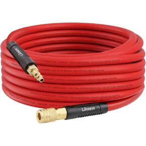 25FT Hybrid Air Hose, 3/8-Inch Air compressor Hose,300 PSI Compressor Air Hose,All-Weather Flexibility with 1/4-Inch Brass Male Fittings, Bend Restrictors in Kuwait