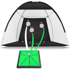 Golf Net: 10x7ft Golf Practice Net and Mat for Swing Path Feedback, Home Indoor and Outdoor Backyard Driving ChippingTraining in Kuwait