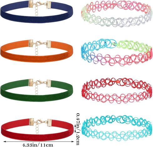 8Pcs Black Choker Necklace Lace Velvet Chocker Set Layered Classic Choker Necklace Velvet Collar for Women Adjustable Gothic Punk Classic in Kuwait