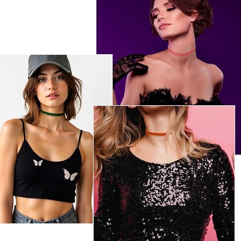 8Pcs Black Choker Necklace Lace Velvet Chocker Set Layered Classic Choker Necklace Velvet Collar for Women Adjustable Gothic Punk Classic in Kuwait