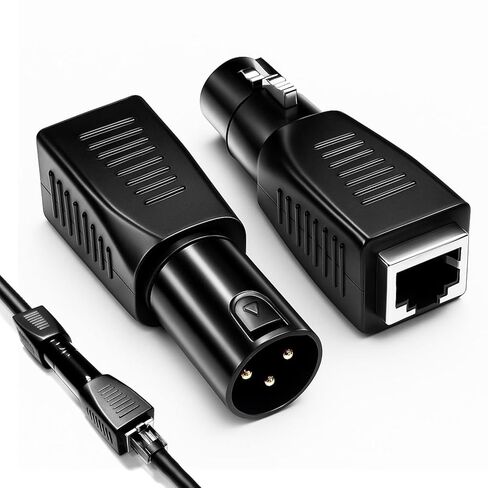 مجموعة محول DMX إلى RJ45، محول 3-Pin و5-Pin XLR إلى Ethernet، عبوتان (ذكر وأنثى)، استخدم كابل CAT-5/CAT-6 للتحكم في الإضاءة DMX512 (5 دبابيس أنثى-ذكر) in Kuwait