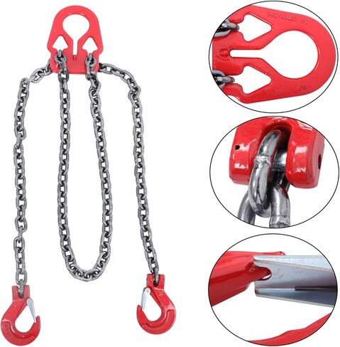 findmall 7100LBS 3/8In X 10Ft Chain Sling with 2 Leg G80 Lifting Chains Red for Moving and Lifting Goods in Saudi Arabia
