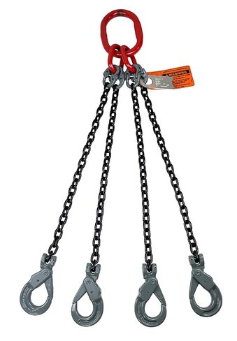 Advantage Rigging - Chain Sling - 5/16" x 10' Quad Leg with Positive Locking Hooks - Grade 80 in Kuwait