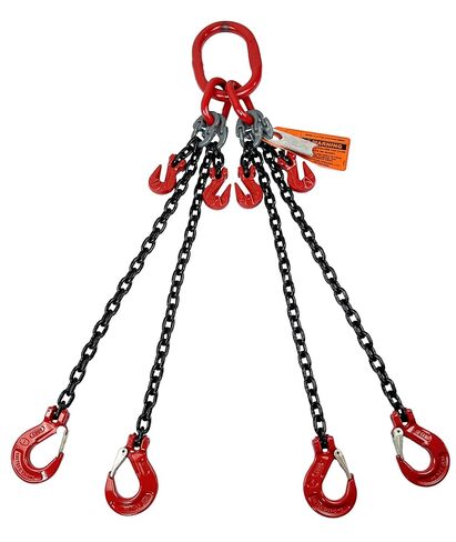 Advantage Rigging - Chain Sling - 3/8" x 10' Quad Leg with Sling Hooks and Adjusters - Grade 80 in Kuwait
