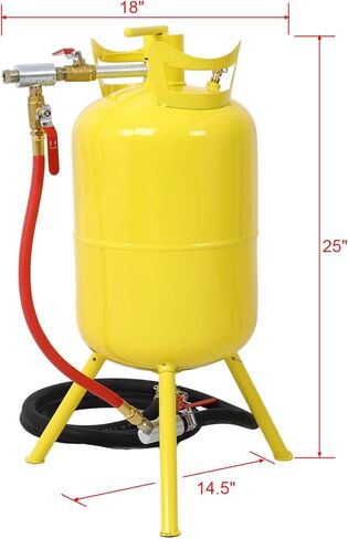 مقبض قاذف الرمل الهوائي المحمول سعة 5 جالون، خزان التفجير الكاشطة 5 جالون من وسائط الهواء مع مسدس التفجير، أصفر in Kuwait