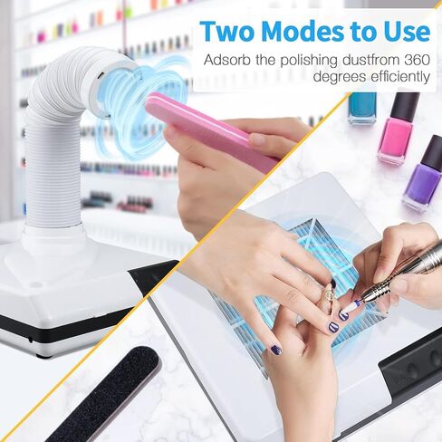 Desktop Dust Collector for Polishing, Powerful Suction with Retractable Tube & LED Lamp, Ideal for Nail Salons, Dental Labs & Everyday Use in Saudi Arabia