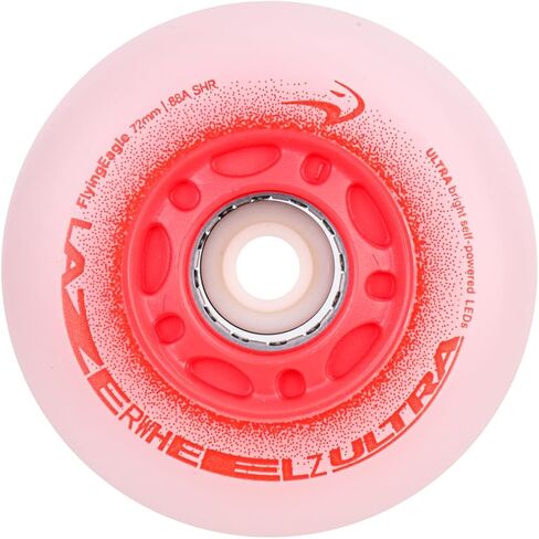 Flying Eagle LazerWheelz Ultra - Light Up Inline Skate Wheels Indoor/Outdoor, 80mm 8 Pack of White 88A Hardness LED Lights for Roller Skate Wheels Replacement, Adult Inline Accessories in Saudi Arabia
