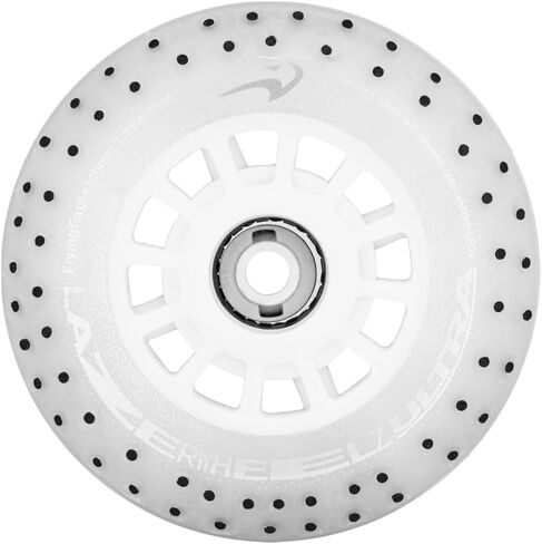 Flying Eagle LazerWheelz Ultra - Light Up Inline Skate Wheels Indoor/Outdoor, 80mm 8 Pack of White 88A Hardness LED Lights for Roller Skate Wheels Replacement, Adult Inline Accessories in Saudi Arabia