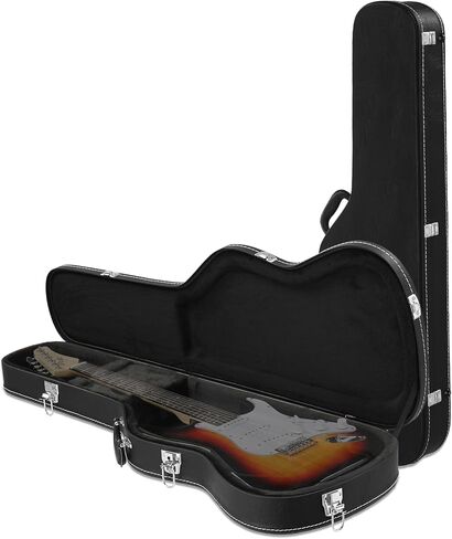 Wooden Electric Guitar Hard Case with Soft Interior Lining, 39 Inch Padded Hardshell Case for GST/GTL Style Guitars, Black in Kuwait