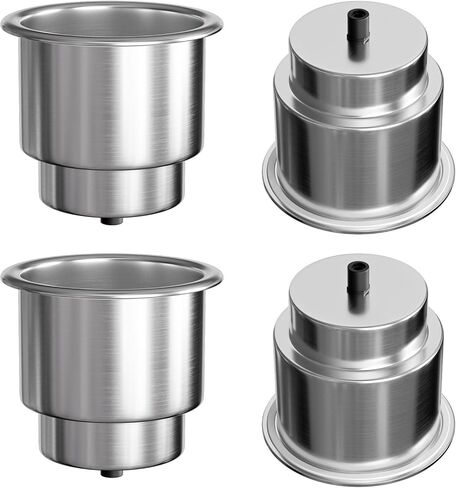 حامل أكواب للمشروبات مكون من 4 قطع، ملحقات للقوارب من الفولاذ المقاوم للصدأ 316 مع تصريف لليخوت RV Camper Caravan in Kuwait