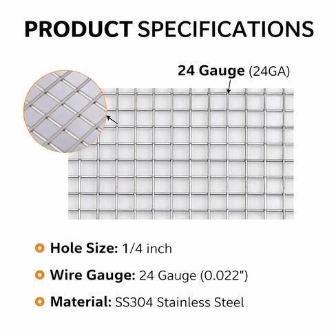 304 Stainless Steel Welded Wire Mesh Screen, Hardware Cloth (1/4" Mesh, 23.5" x 20') in Kuwait