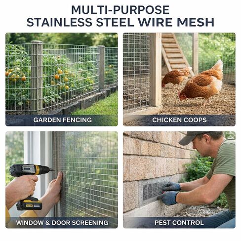 304 Stainless Steel Welded Wire Mesh Screen, Hardware Cloth (1/4" Mesh, 23.5" x 20') in Kuwait