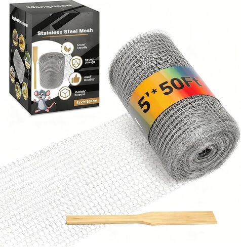 سلك شبكي معدني لطارد الفئران والقوارض، 5 بوصات * 50 قدم شبكة من الفولاذ المقاوم للصدأ لحشو فتحة الجدار، شبكة سلكية مرنة مقاومة للقوارض للحديقة والمنزل in Kuwait