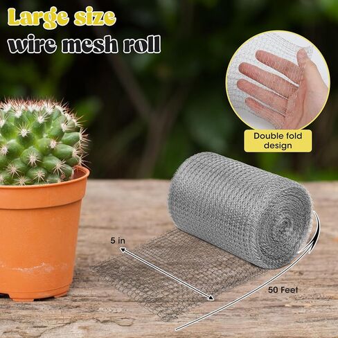 سلك شبكي معدني لطارد الفئران والقوارض، 5 بوصات * 50 قدم شبكة من الفولاذ المقاوم للصدأ لحشو فتحة الجدار، شبكة سلكية مرنة مقاومة للقوارض للحديقة والمنزل in Kuwait