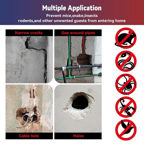 [Upgrade 4in1] Steel Wool Mice Control,Wire Mesh Hole Filler Gap Rodent Control Fill Fabric,Dual-Layer Protection for Mouse,Weep Hole Covers,3 Pack Steel Wool 1#&1 Pack Stainless Mesh Kit with Tools in Kuwait